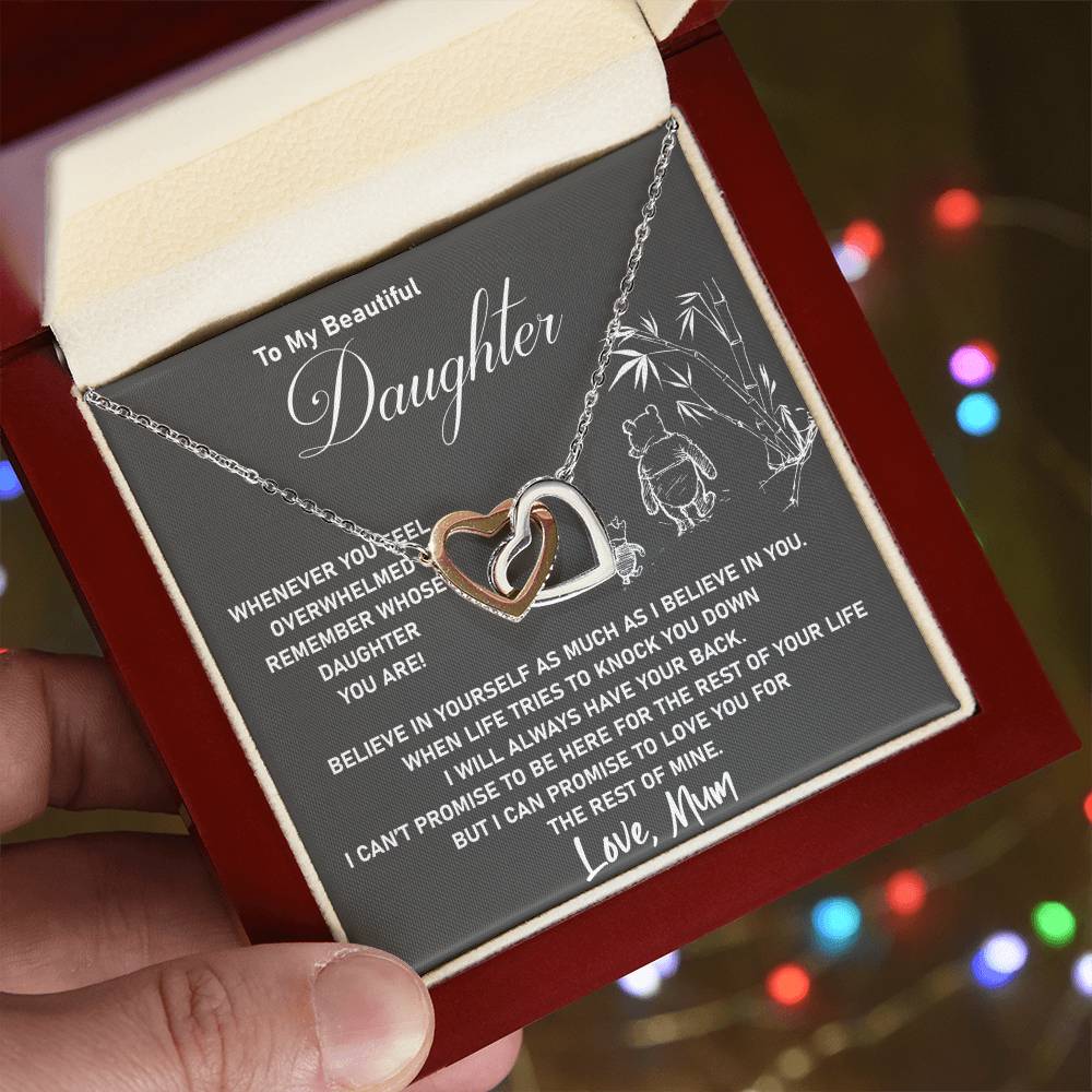 To My Daughter - I Will Love You For The Rest Of Mine - Necklace Interlocking Hearts Necklace