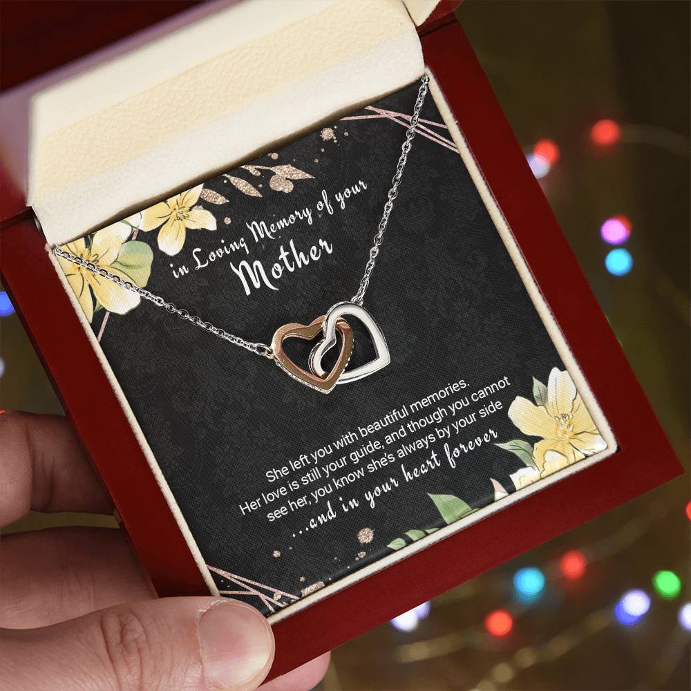 Loss Of Mother Gift Remembrance Necklace Twin Hearts Mom Bereavement Gift Interlocking Hearts Necklace