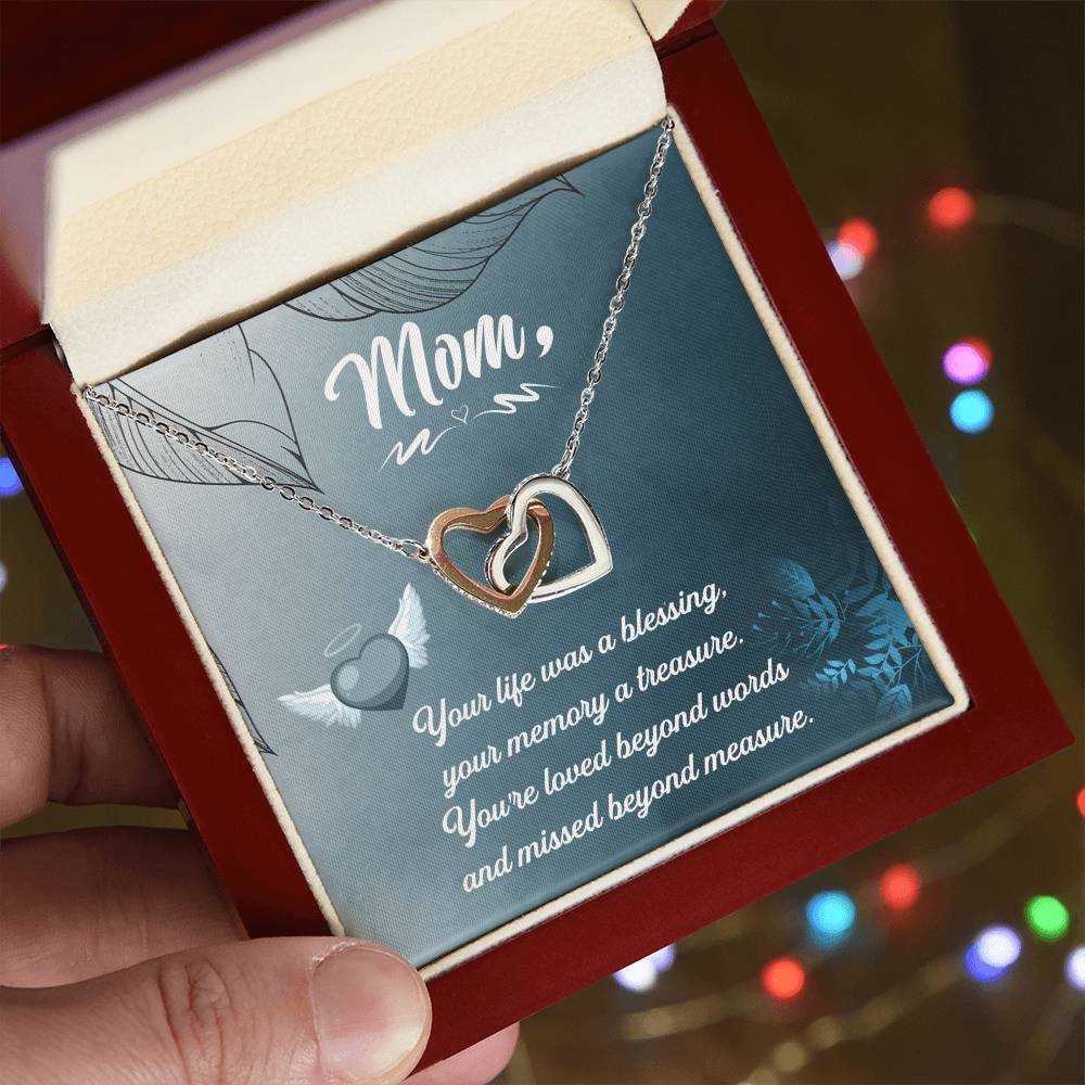 Mom Your Life Was A Blessing - Interlocking Heart Necklace Interlocking Hearts Necklace