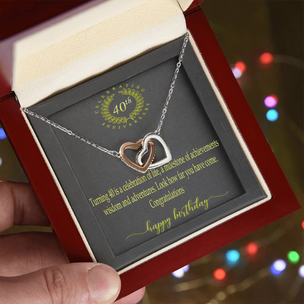 Personalized Gift 40Th Birthday Necklace Interlocking Hearts Necklace