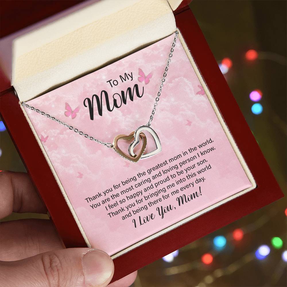 To My Boyfriend'S Mom Lovely Knot Necklace - Christmas Gift For Boyfriends Mom Pendant Necklace Mothers Day Gift For Boyfriends Interlocking Hearts Necklace