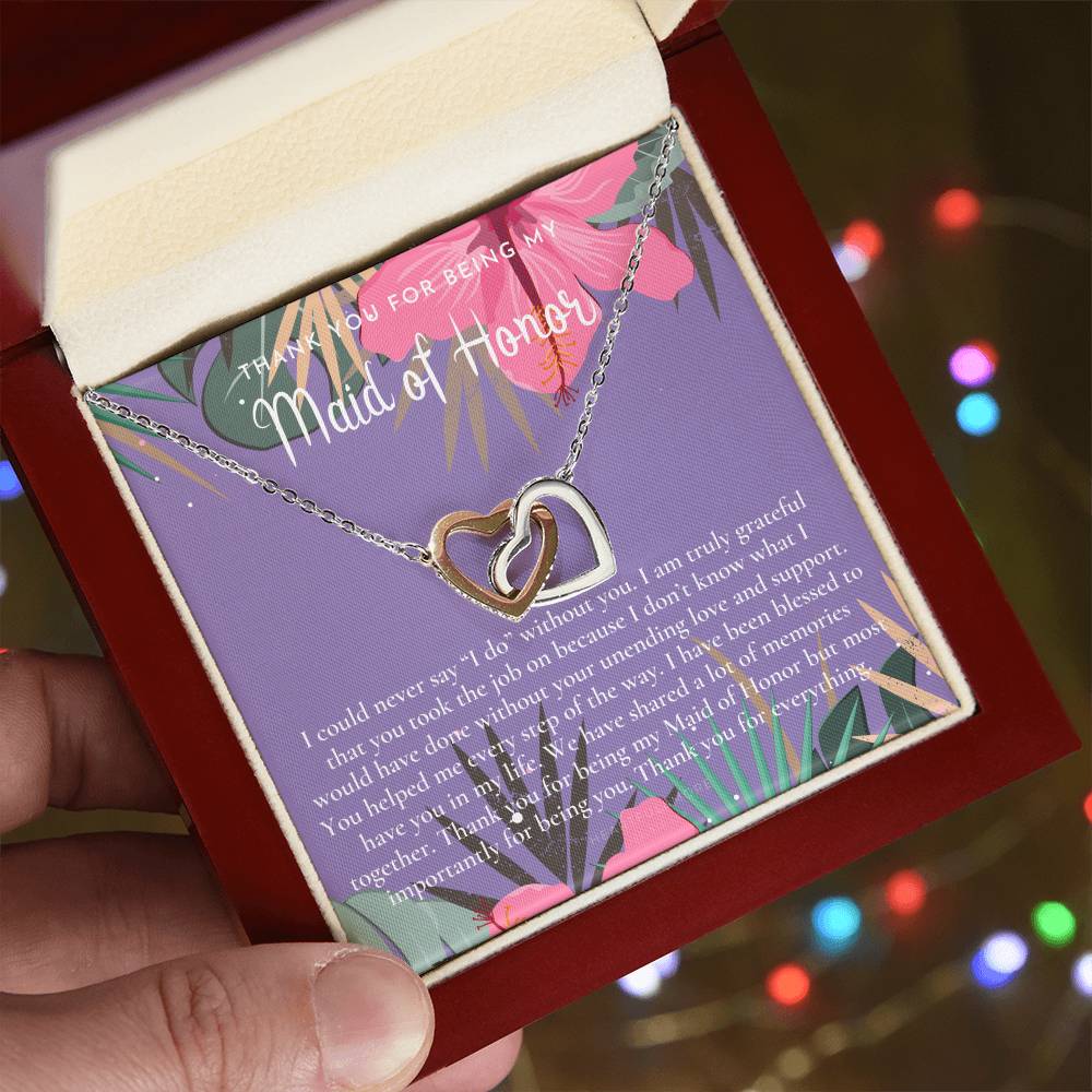 Maid Of Honor Thank You Gift From Bride Bridesmaid Gift Maid Of Honor Gift Necklace Matron Of Honor Gift Thank You Gift From Bride Interlocking Hearts Necklace