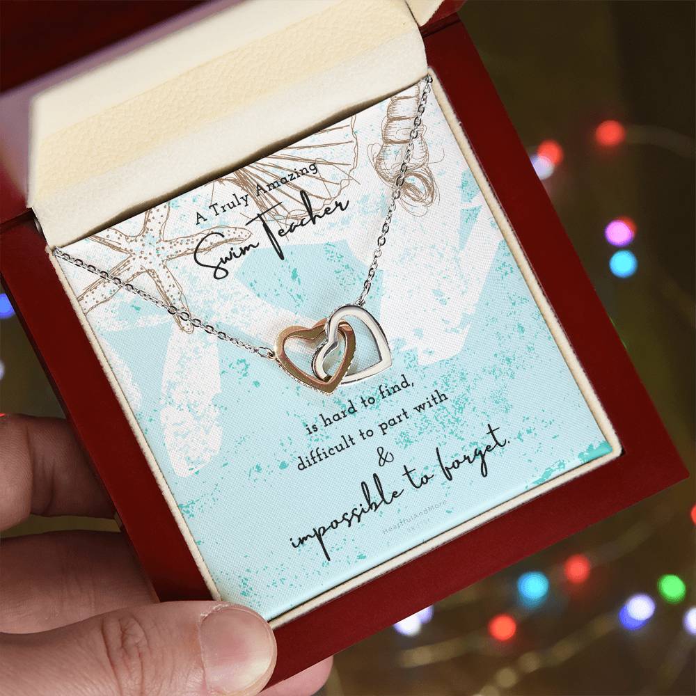 Gift For Swim Teacher Swim Teacher Appreciation Gift A Truly Amazing Swim Teacher Gift Interlocking Hearts Necklace