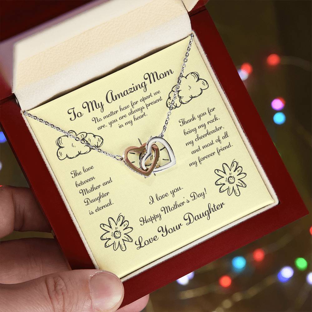 To My Amazing Mom Interlocking Hearts Necklace