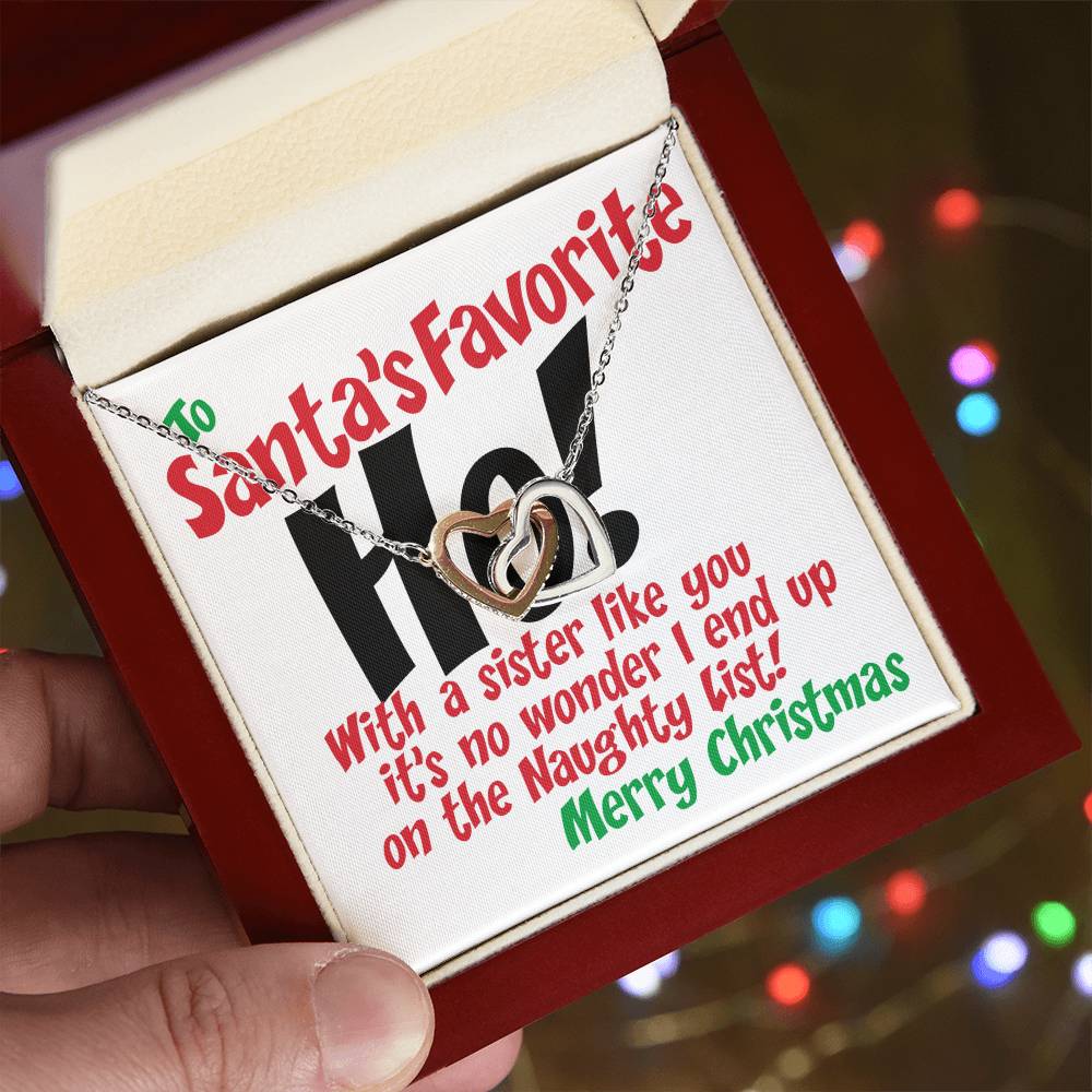 Santa'S Favorite Ho! Interlocking Hearts Necklace
