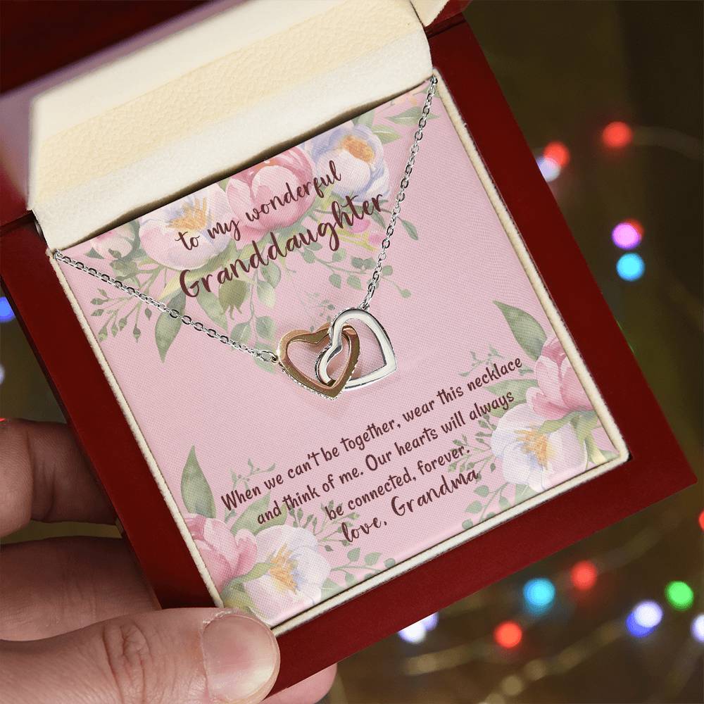 To My Wonderful Granddaughter Our Hearts Will Always Be Connected Love Grandma Interlocking Hearts Necklace