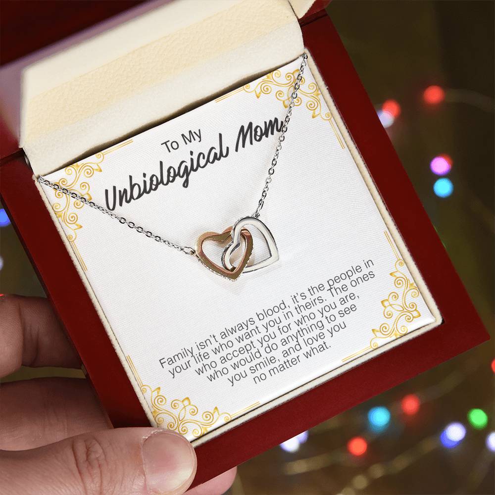 To My Unbiological Mom - Interlocking Hearts Premium Lovecube Interlocking Hearts Necklace