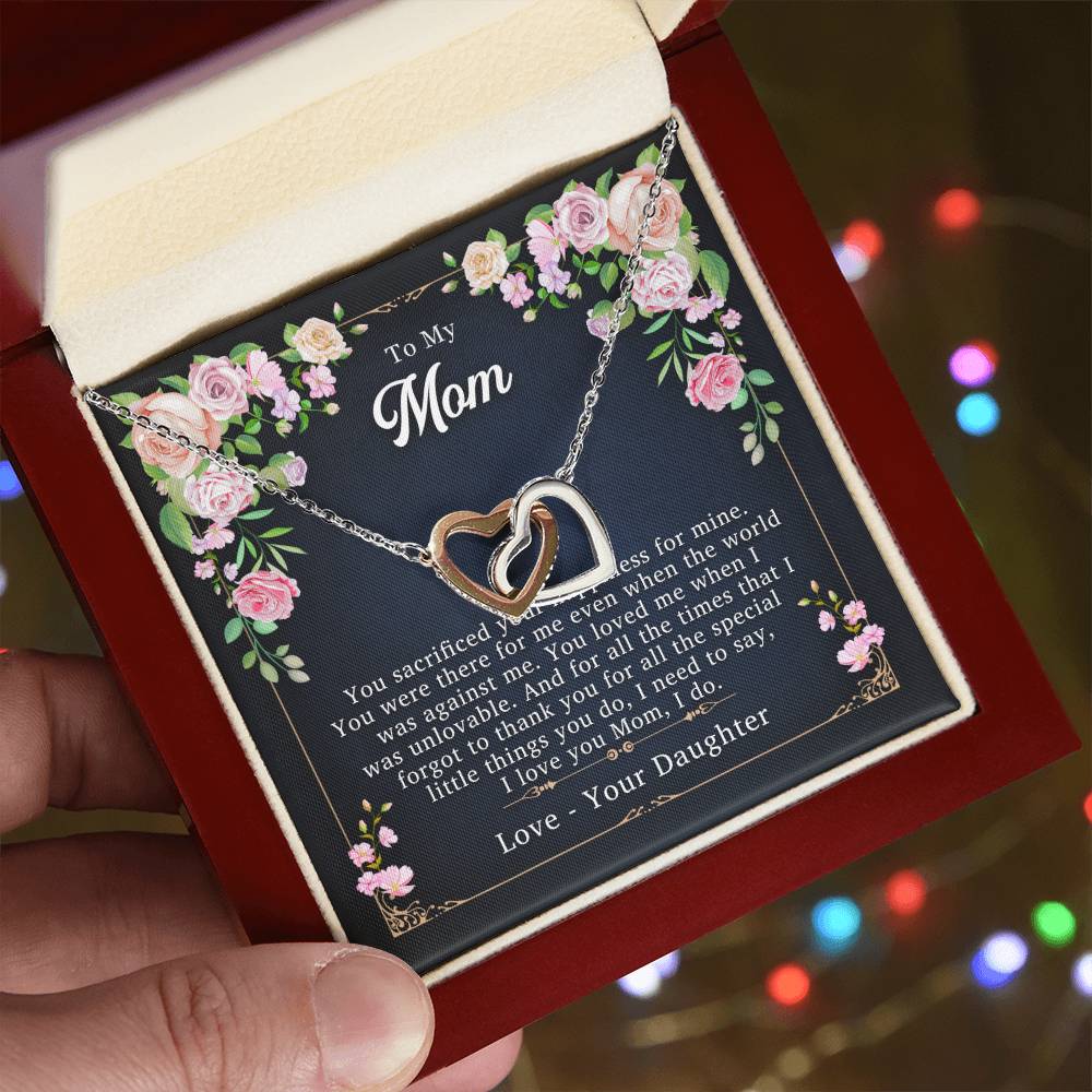 To My Mom - I Love You I Do - Necklace Interlocking Hearts Necklace