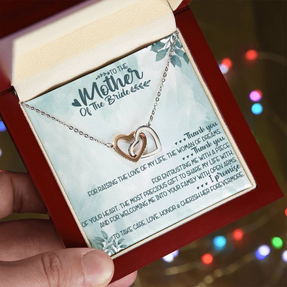 To The Mother Of The Bride Interlocking Hearts Necklace Message Card