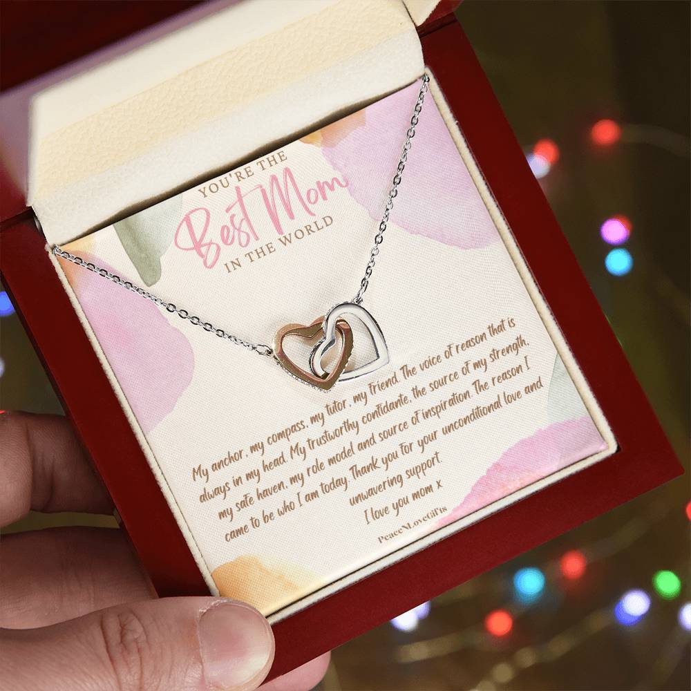 Best Mom Interlocking Hearts Necklace