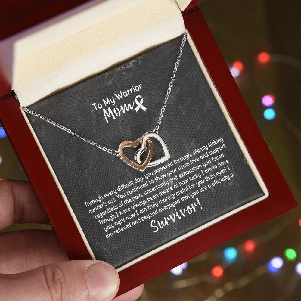 Warrior Mom Survivor Necklace Interlocking Hearts Necklace
