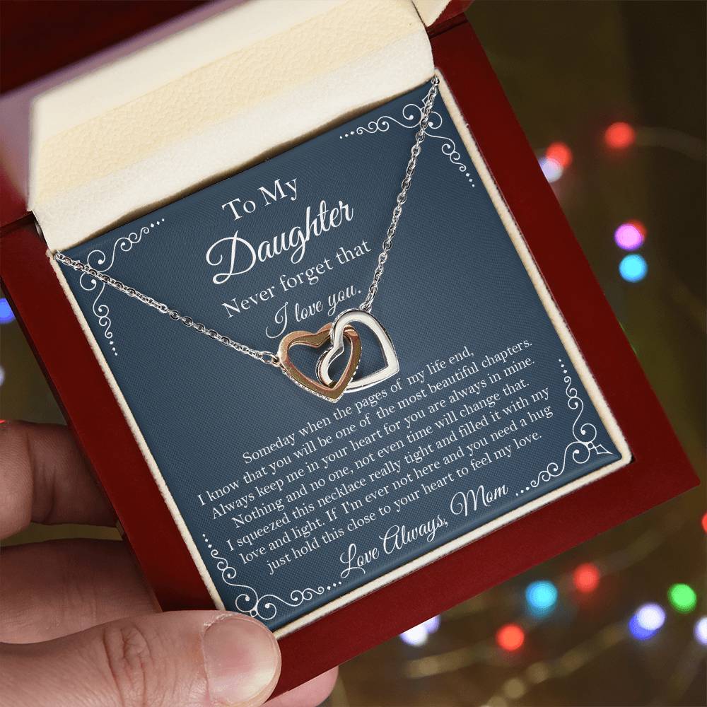 To My Daughter Necklace - You Are The Most Beautiful Chapters Gift For Daughter From Mom Daughter Birthday Graduation Gift Interlocking Hearts Necklace