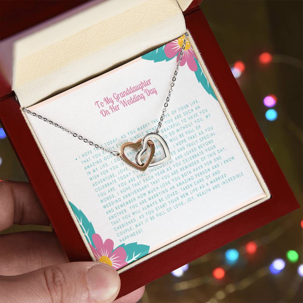 Granddaughter Wedding Day Necklace Gift Bride Gift From Grandmother Bride Jewelry Gift From Grandmother In 14Kt Gold Filled Rose Silver Interlocking Hearts Necklace