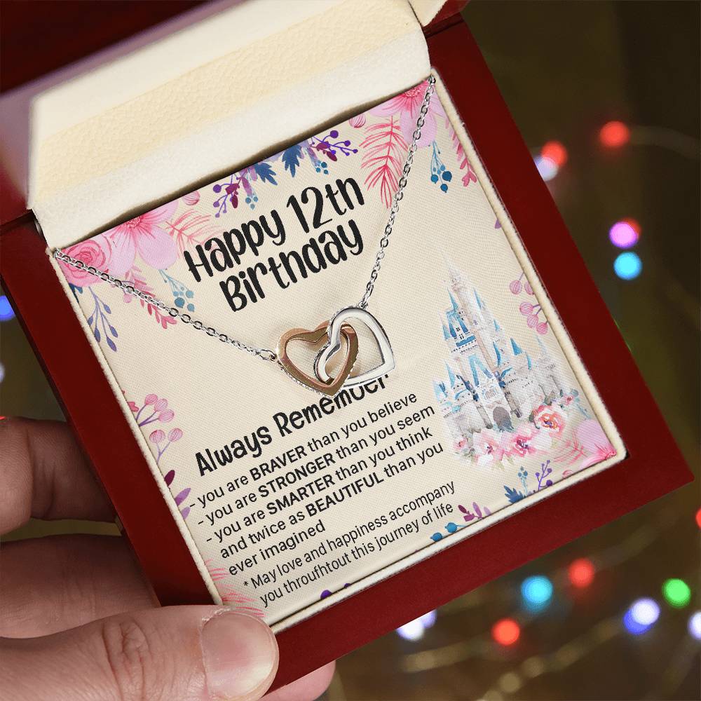 Happy 12Th Birthday Gift For Daughter Gift For 12 Years Old Birthday Teen Girl Daughter Necklace Gift Interlocking Hearts Necklace