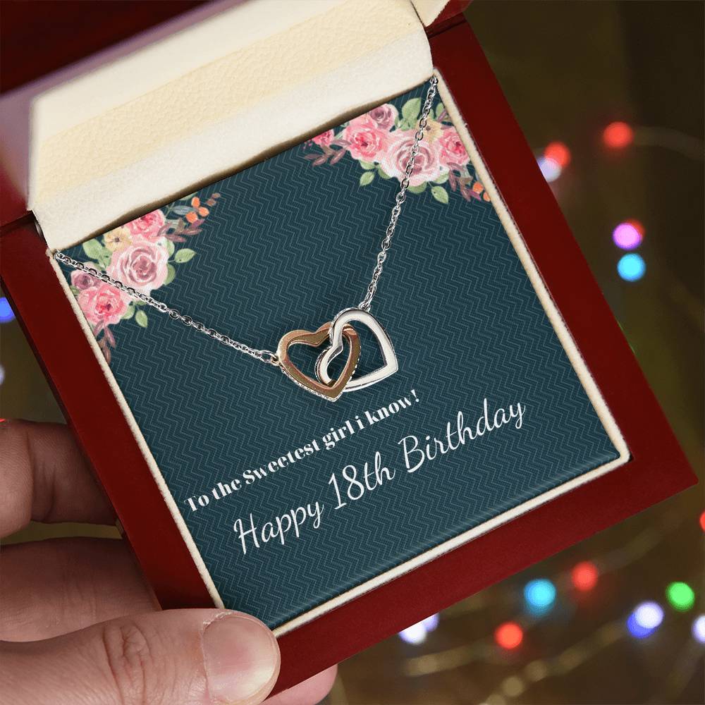 Happy 18Th Brithday Interlocking Hearts Necklace