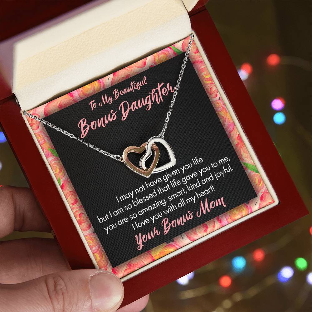 My Beautiful Bonus Daughter Interlocking Hearts Necklace