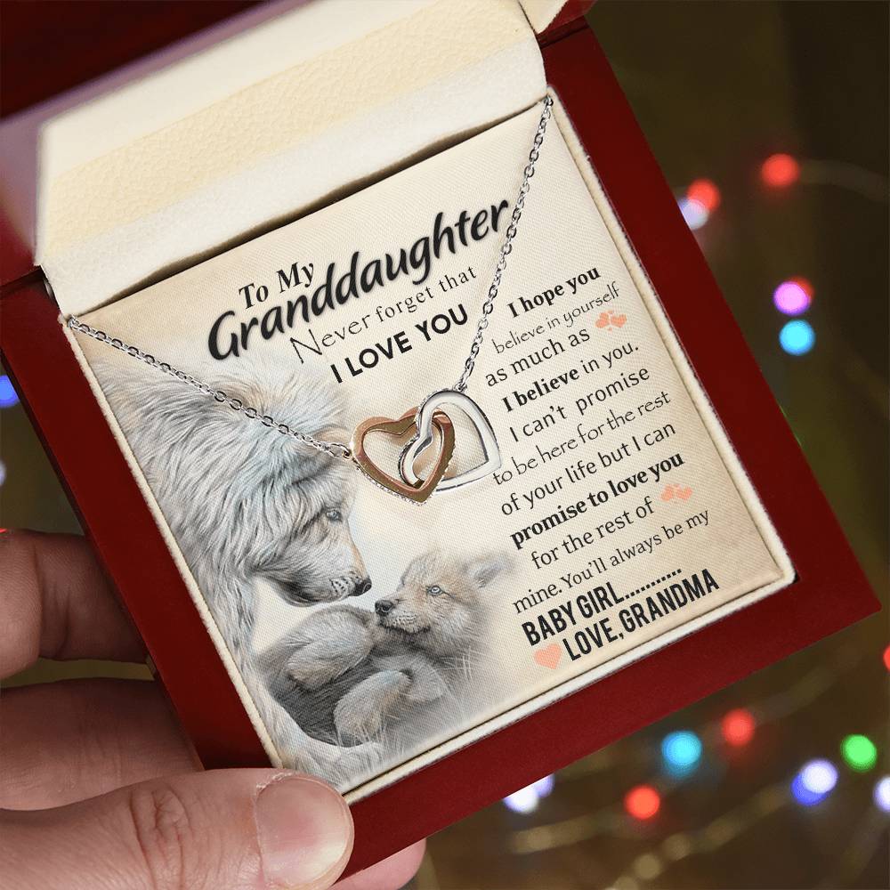 Always My Baby Girl Necklace With Message Box Interlocking Hearts Necklace
