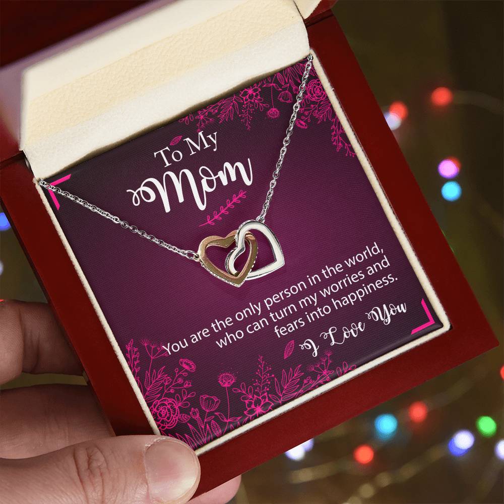 To My Mom - You Are The Person - Necklace Interlocking Hearts Necklace