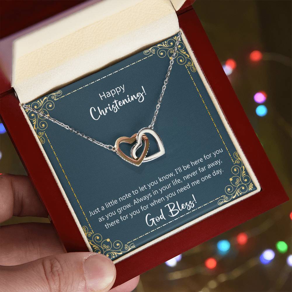 Christening Gift - I'Ll Be Here For You As You Grow Necklace Interlocking Hearts Necklace