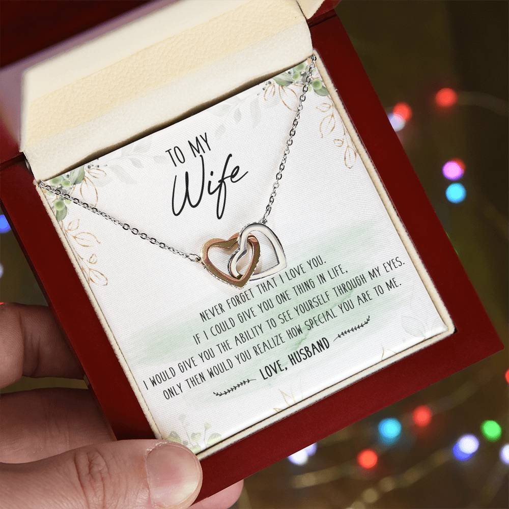 To My Wife Interlocking Hearts Necklace Message Card