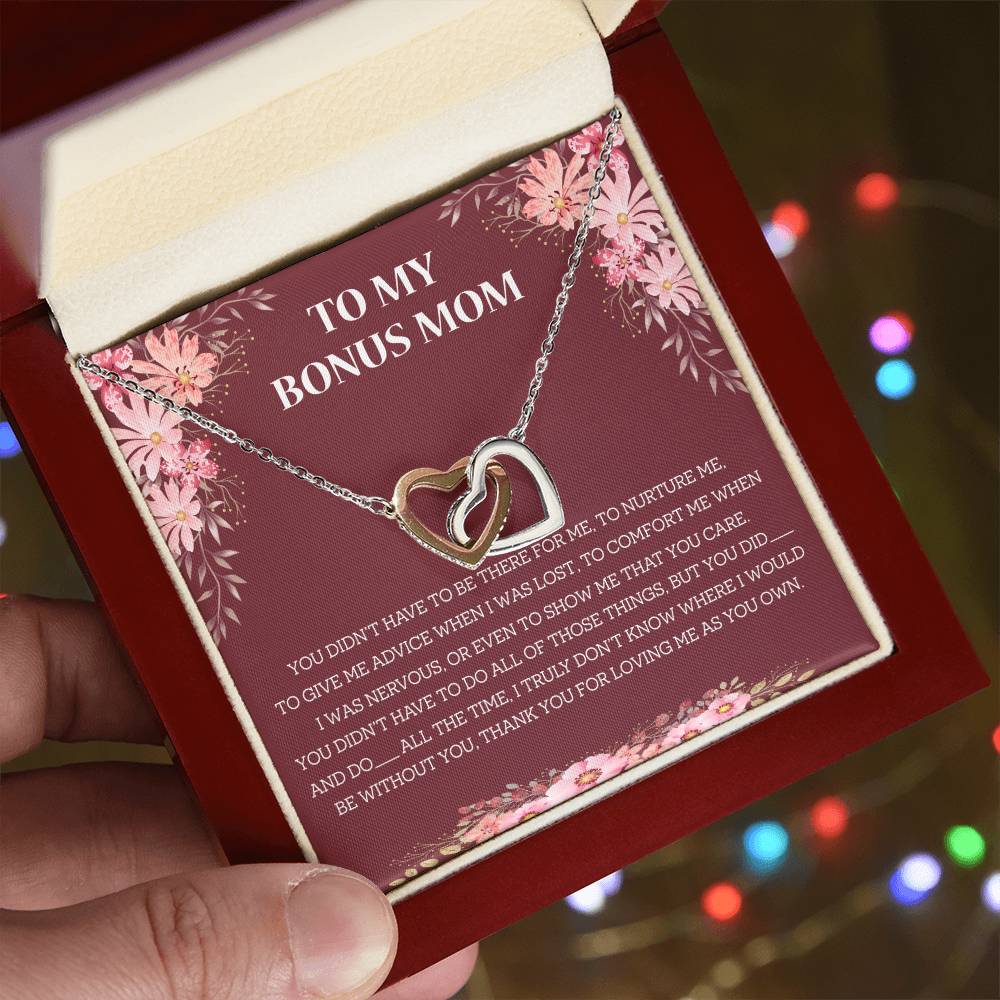 Loving Bonus Mom Interlocking Necklace Interlocking Hearts Necklace
