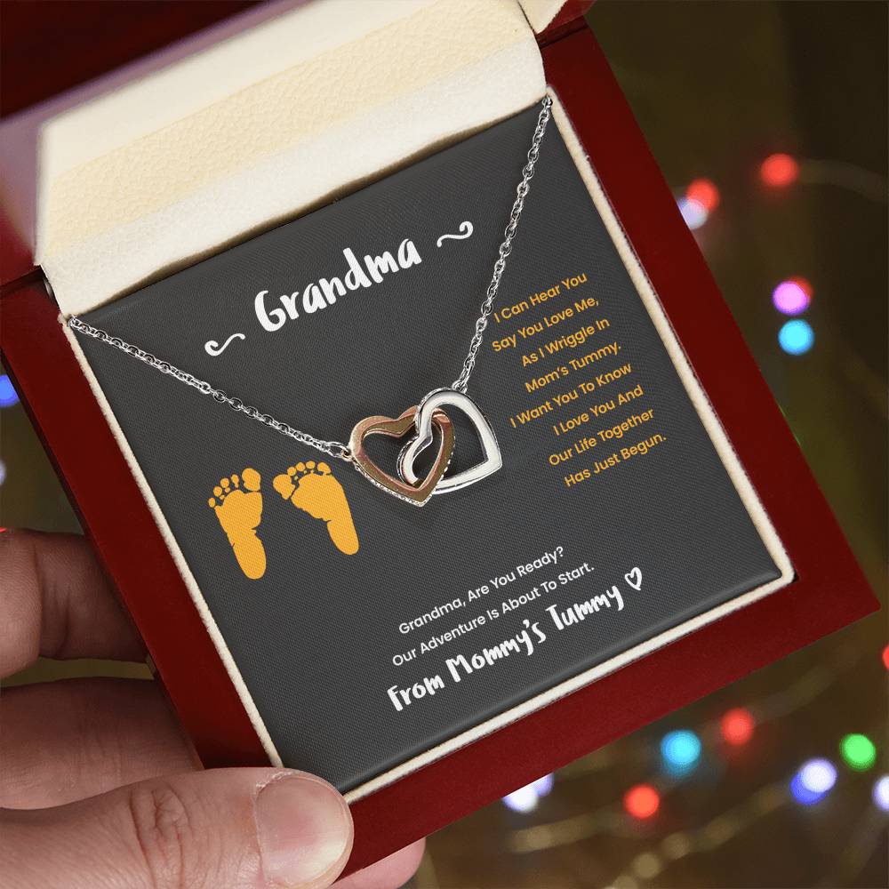 Grandma I Can Hear You Say You Love Me - Yellow Version Interlocking Hearts Necklace