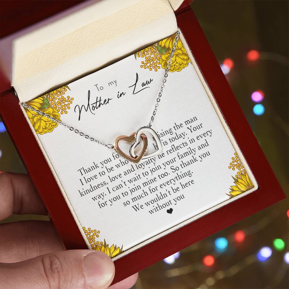 To My Mother In Law Thank You For Raising The Man I Love Heart Necklace Interlocking Hearts Necklace