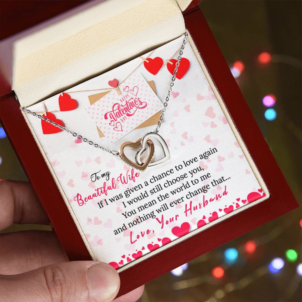 Wife Valentine Interlocking Hearts Necklace