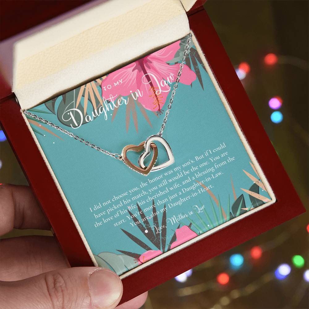 Daughter-In-Law Gift Necklace Wedding Gift Jewelry From Mother-In Law Gift For Bride Daughter-In-Heart Interlocking Hearts Necklace