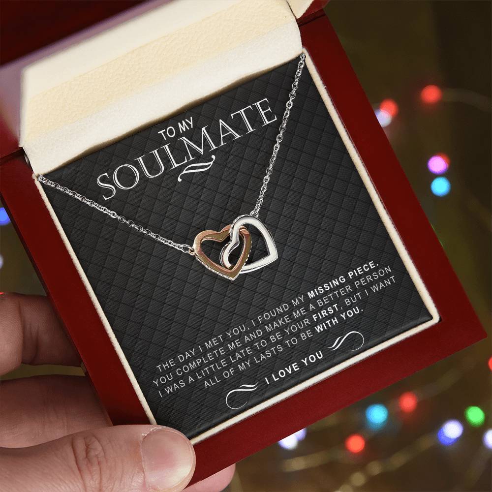 To My Soulmate Necklace Necklace For Soulmate Interlocking Hearts Necklace