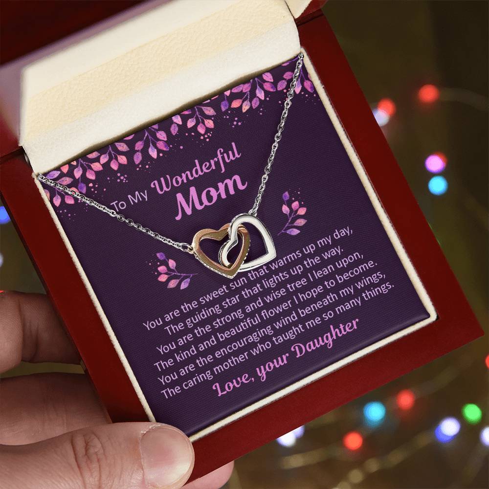 To My Mom - You Are The Sweet Sun - Necklace Interlocking Hearts Necklace