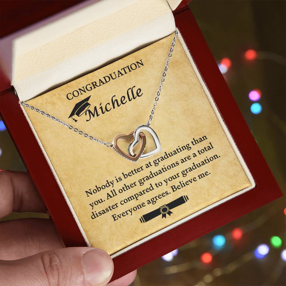 Funny Graduation Gift - Necklace Interlocking Hearts Necklace