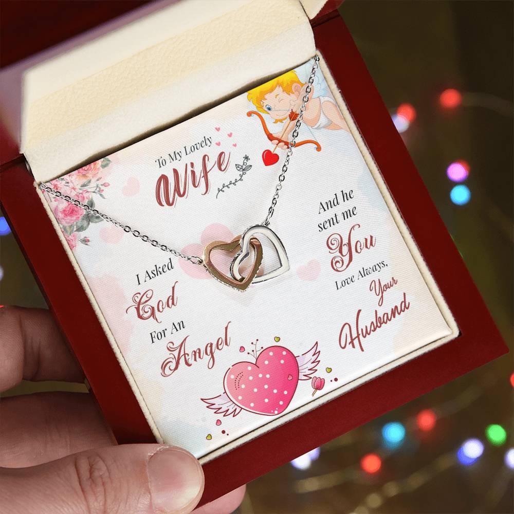 To My Lovely Wife - Love Always Your Husband - Interlocking Hearts Necklace