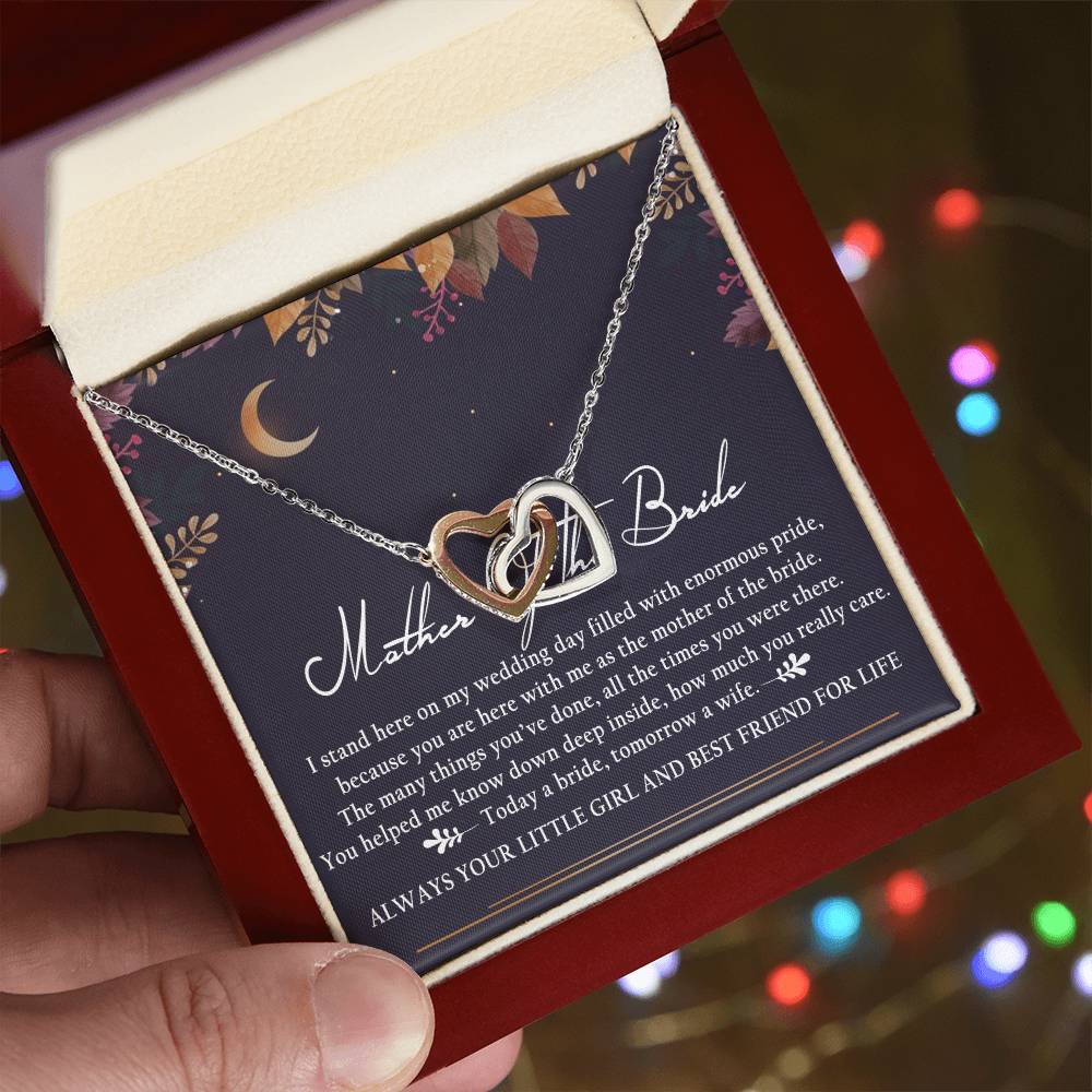 Mother Of The Bride Interlocking Hearts Necklace Message Card