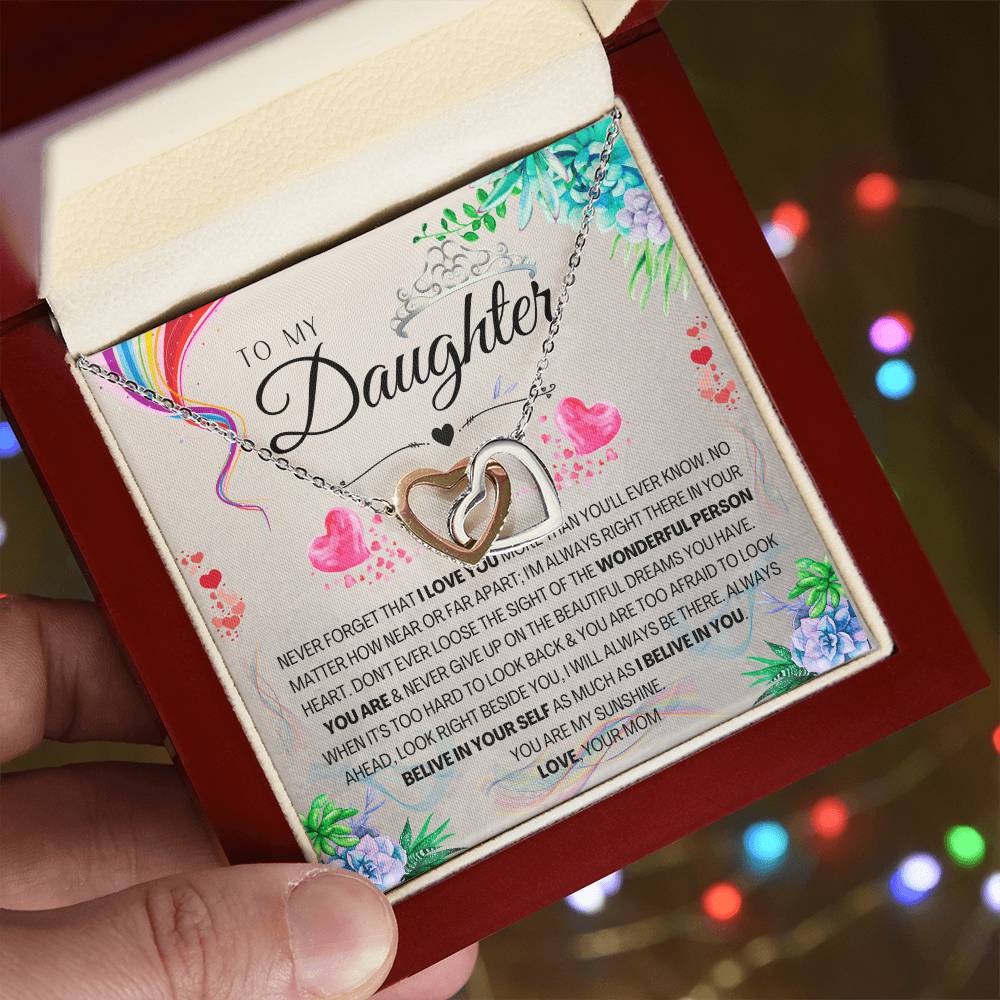 My Daughter - I Love You More Than You'Ll Ever Know Interlocking Hearts Necklace