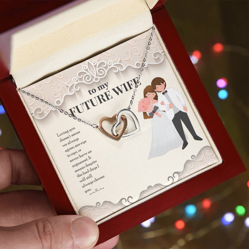 Two Hearts For Wife Interlocking Hearts Necklace