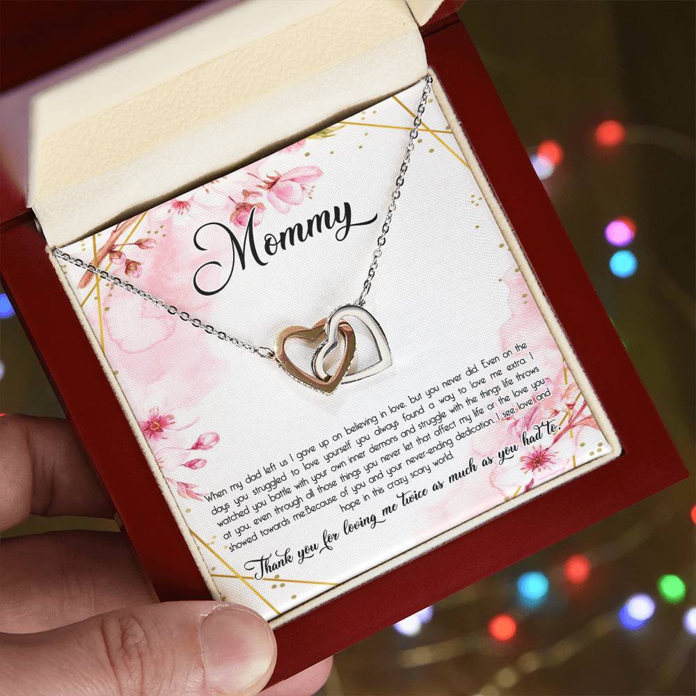Thank You Single Mom D1738 Interlocking Hearts Necklace