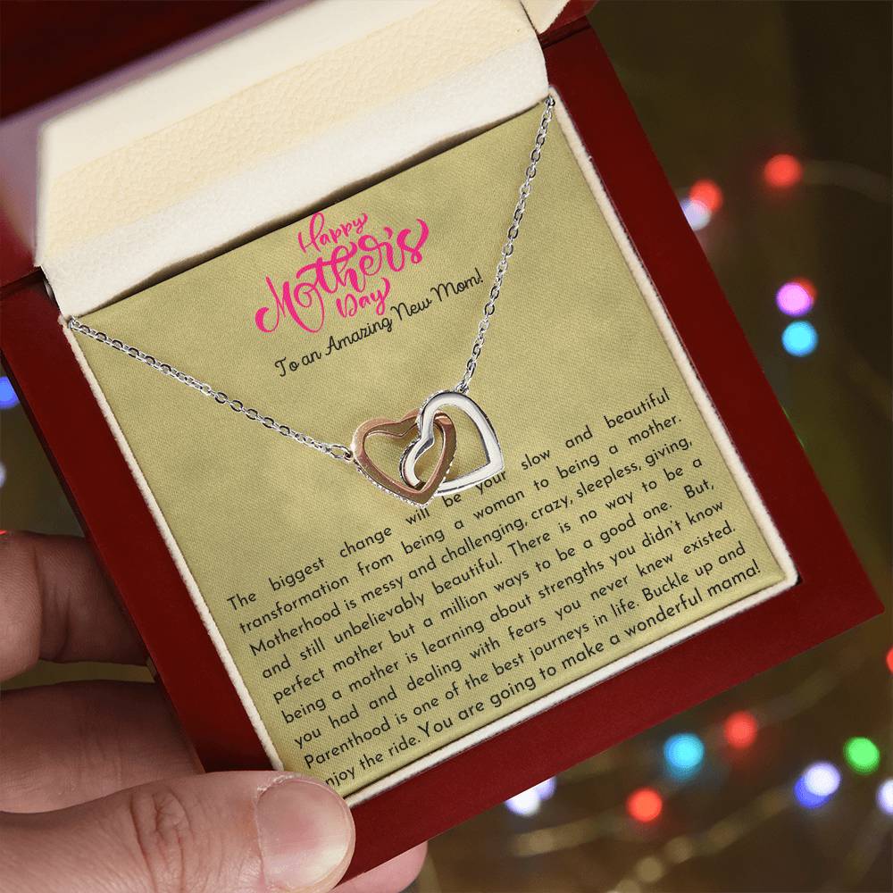 New Mom - Mother'S Day Gift Interlocking Hearts Necklace