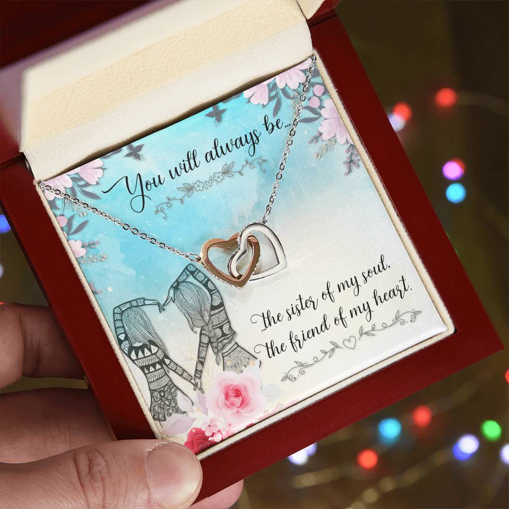 Gift For Sister - The Sister Of My Soul Necklace Interlocking Hearts Necklace
