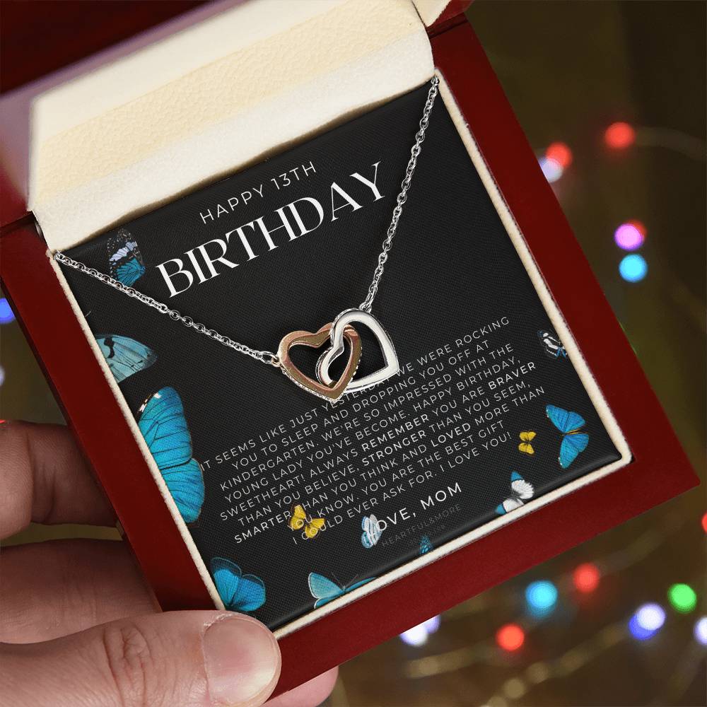 Gift For 13 Year Old Girl Gifts 13Th Birthday Girl 13Th Birthday Gift Thirteenth Birthday Necklace Teen Birthday Gift Official Teenager Interlocking Hearts Necklace
