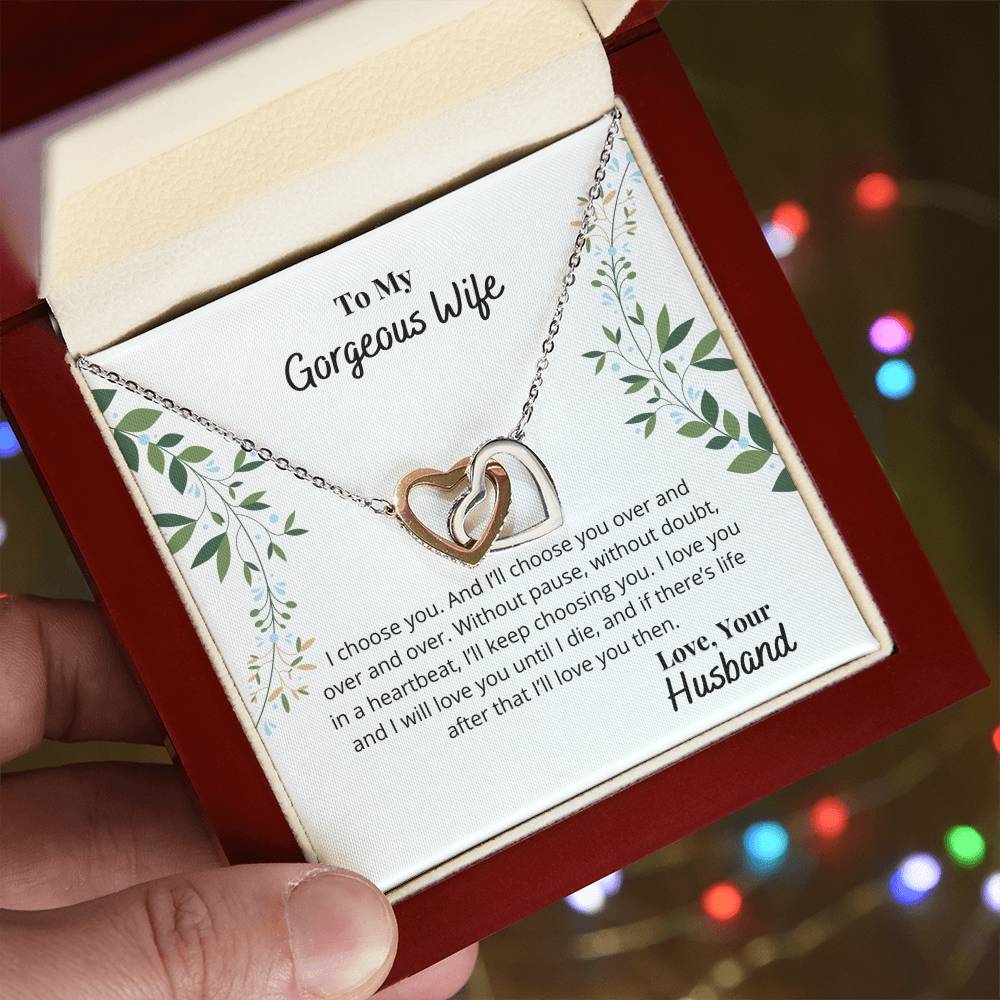 To My Wife - I'Ll Always Love You Necklace Interlocking Hearts Necklace