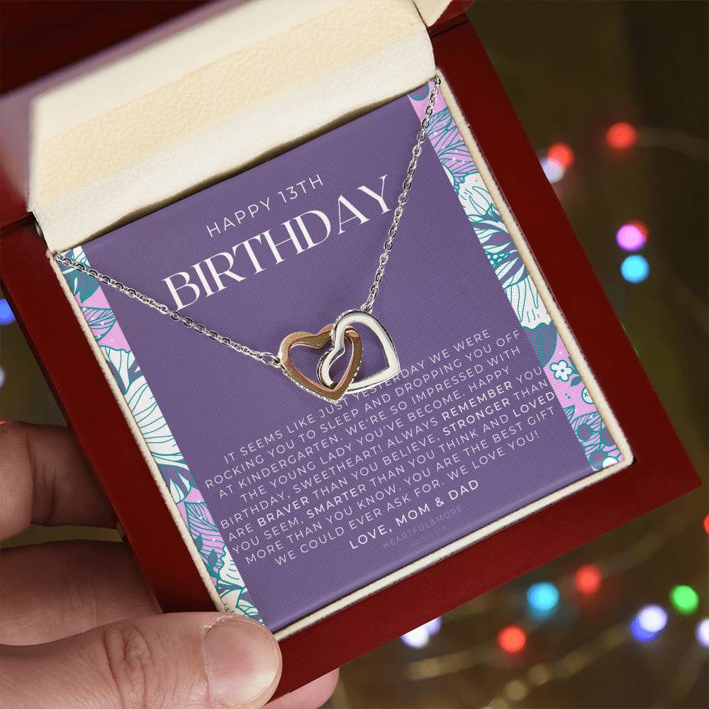 Gift For 13 Year Old Girl Gifts 13Th Birthday Girl 13Th Birthday Gift Thirteenth Birthday Necklace Teen Birthday Gift Official Teenager Interlocking Hearts Necklace