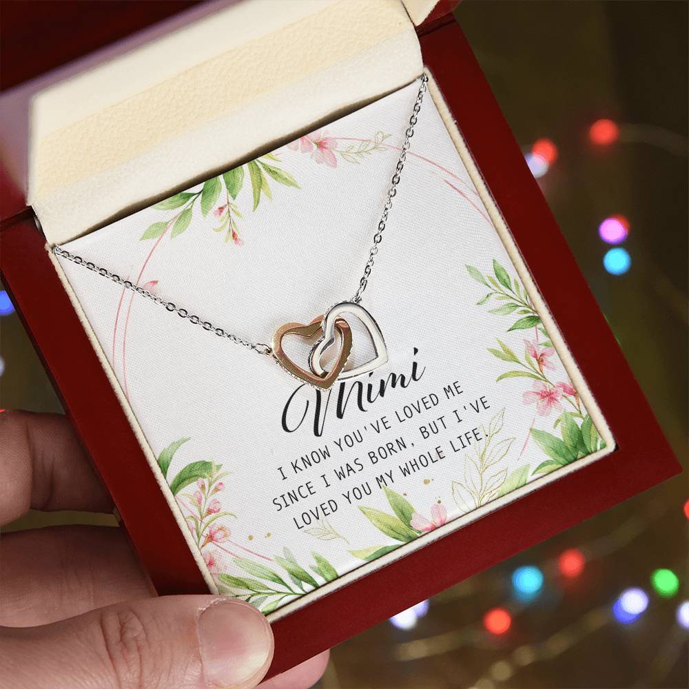 Mimi Interlocking Hearts Necklace Message Card