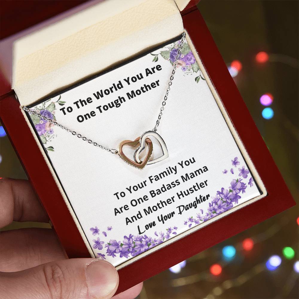 Necklace From Daughter Mother Hustler Gift For Mom Jewelry For Mothers Day Birthday Gift Idea Present For Mom Interlocking Hearts Necklace