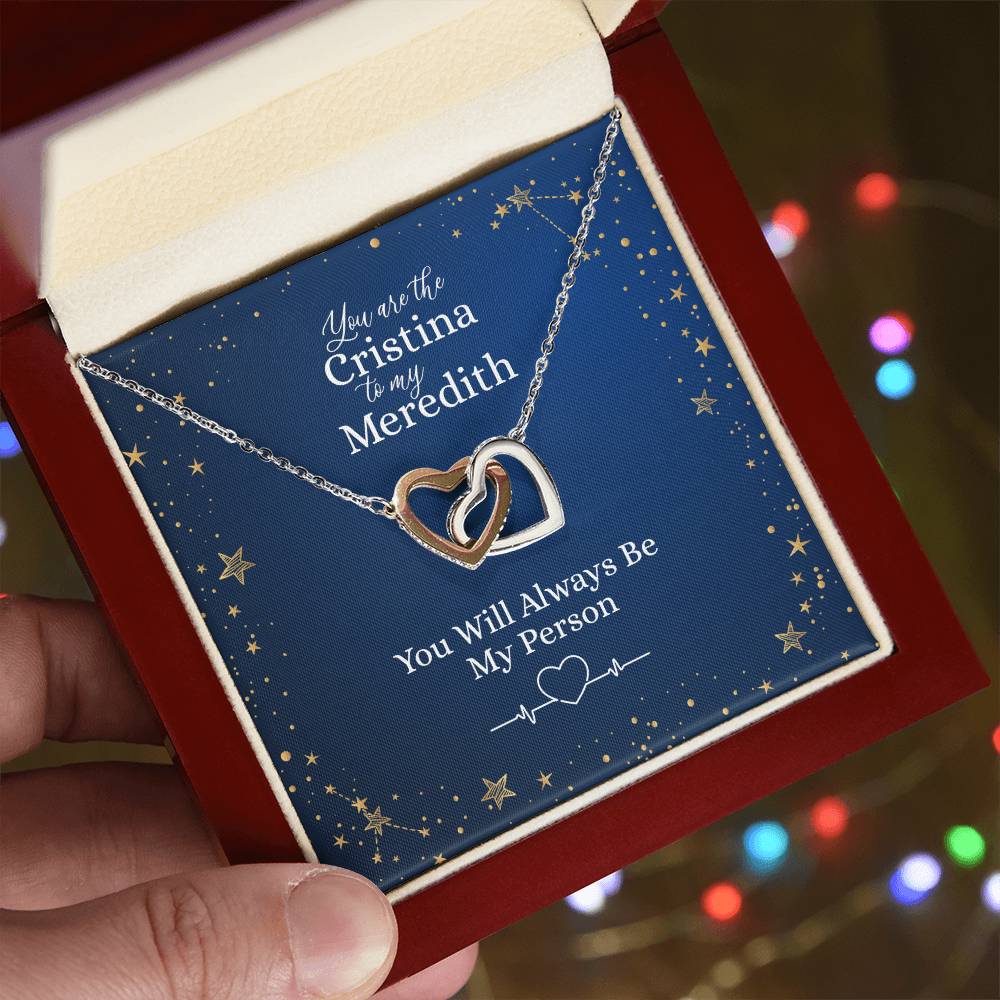 You Are The Christina To My Meredith Heart Necklace Interlocking Hearts Necklace