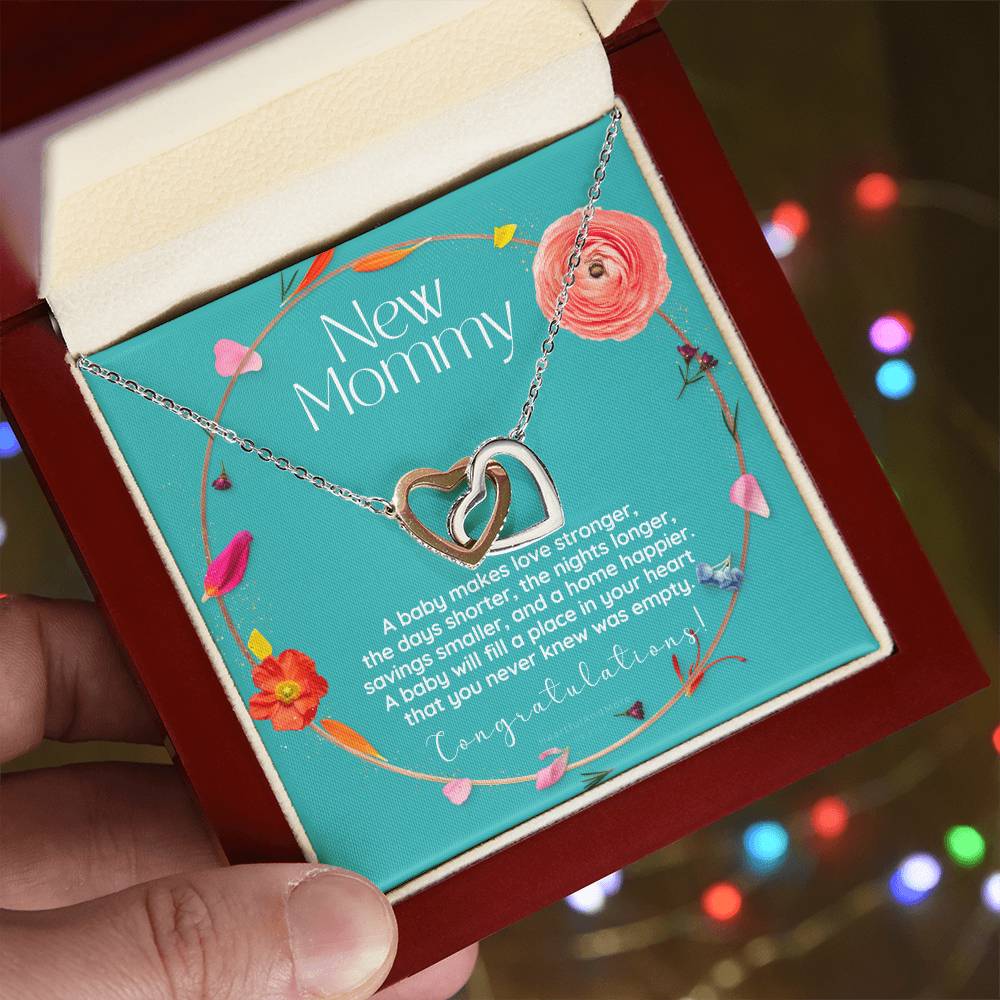 Mom To Be Necklace New Mom Necklace First Time Mom Necklace Pregnancy Gift New Mom Gift New Mommy Gift New Mom Gift Jewelry Interlocking Hearts Necklace