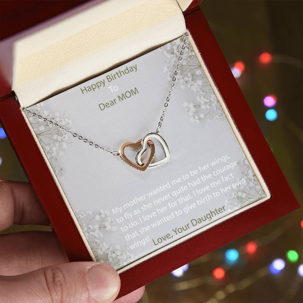 Heart Necklace For Mom -Birthday Necklace For Mother Interlocking Hearts Necklace