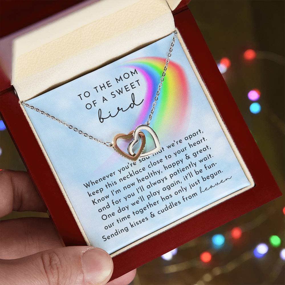 Bird Rainbow Remembrance Interlocking Hearts Necklace Day