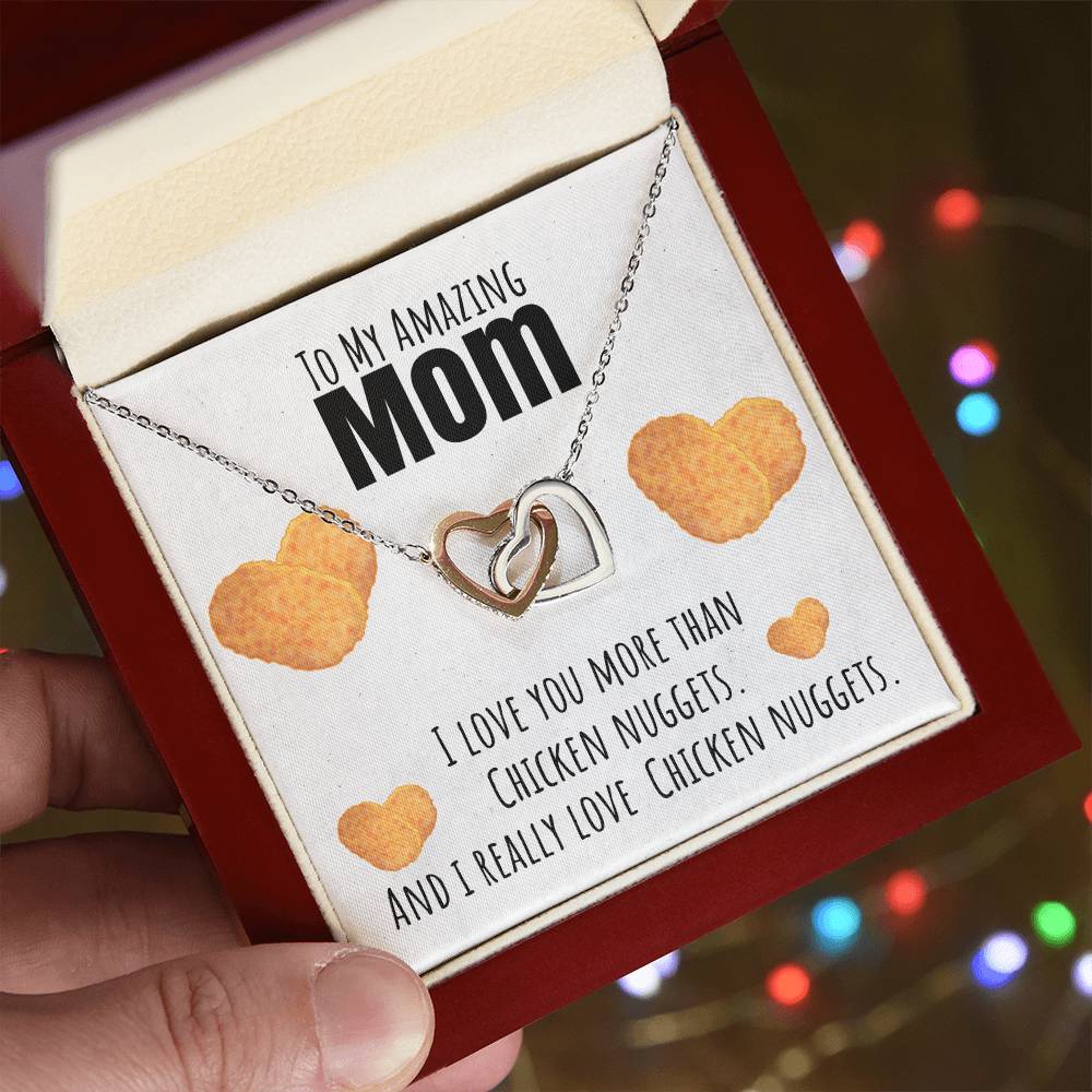 I Love You More Than Chicken Nuggets Interlocking Hearts Necklace