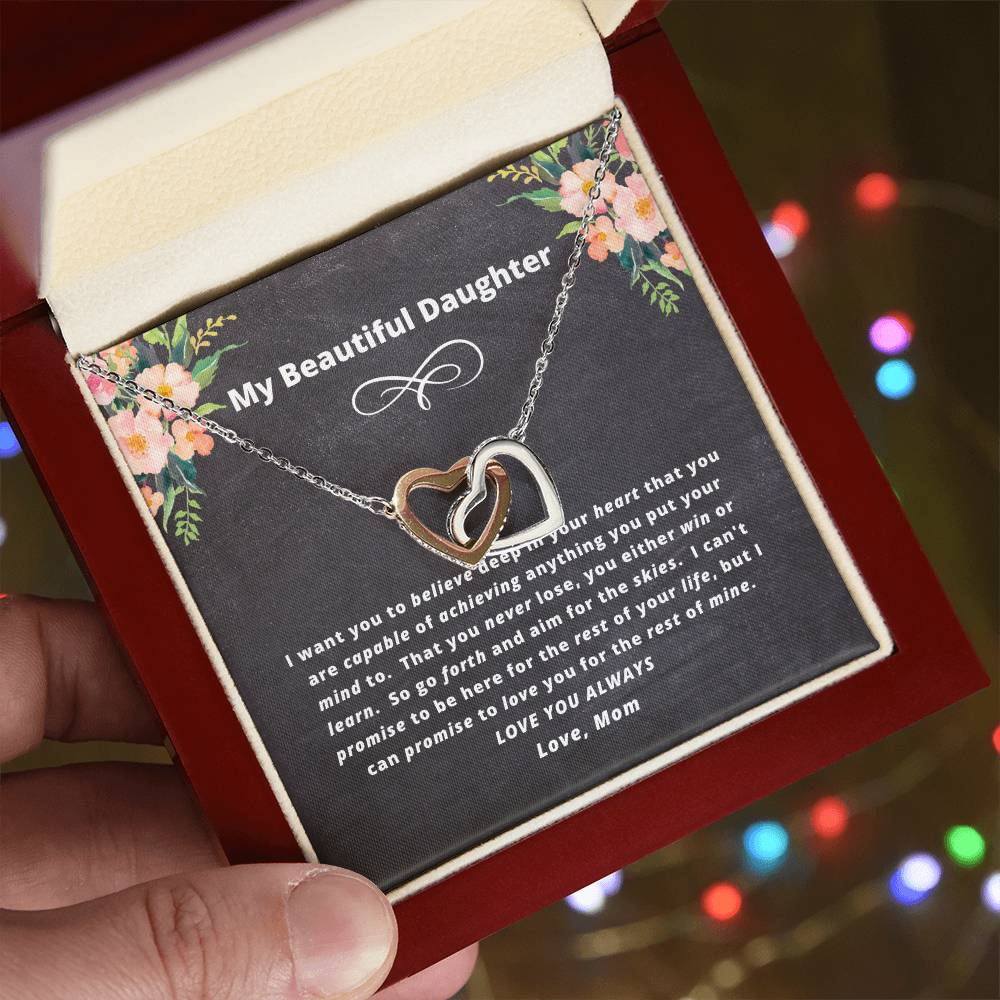 The Daughter Believe Necklace Gift Set Interlocking Hearts Necklace